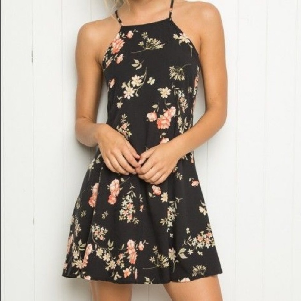 Brandy Melville Black Floral Abigail Dress